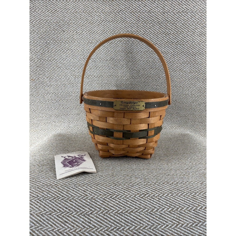 Longaberger Jingle Bell Green Christmas Basket 1994